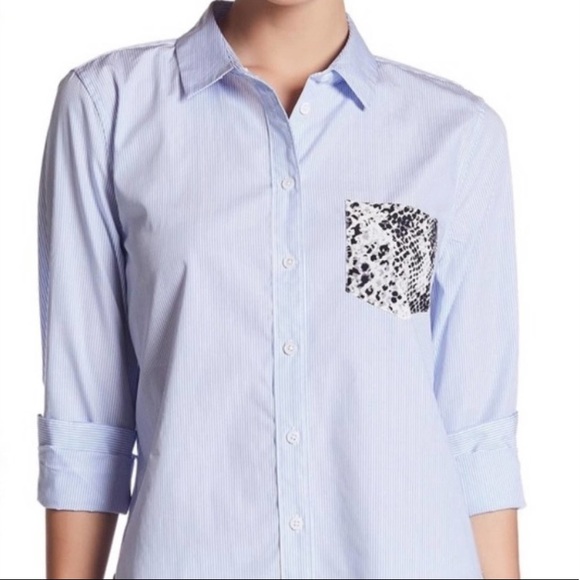 Last Chance Orig $280 EQUIPMENT Button Down Shirt Blue Petite Size S - Picture 7 of 7